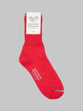 Nishiguchi Kutsushita Silk Cotton Socks Red