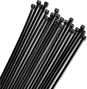 15" Black Zip Cable Ties (100 Pack), 120Lbs Tensile Strength - Heavy Duty, SelfLocking