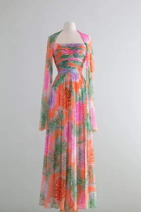 1970s Wildfire Chiffon Gown by Lillie Rubin / XS