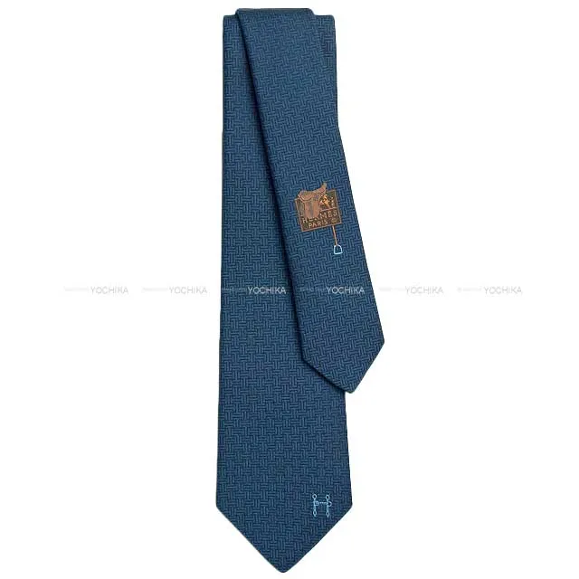 2023AW HERMES tie Terre d'H Marine Silk100% 335877T02[BRAND NEW][Authentic]