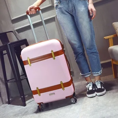 20"22"24" Inch Rolling Travel Luggage Suitcase Bag With Universal Wheel,Vintage Abs Trolley