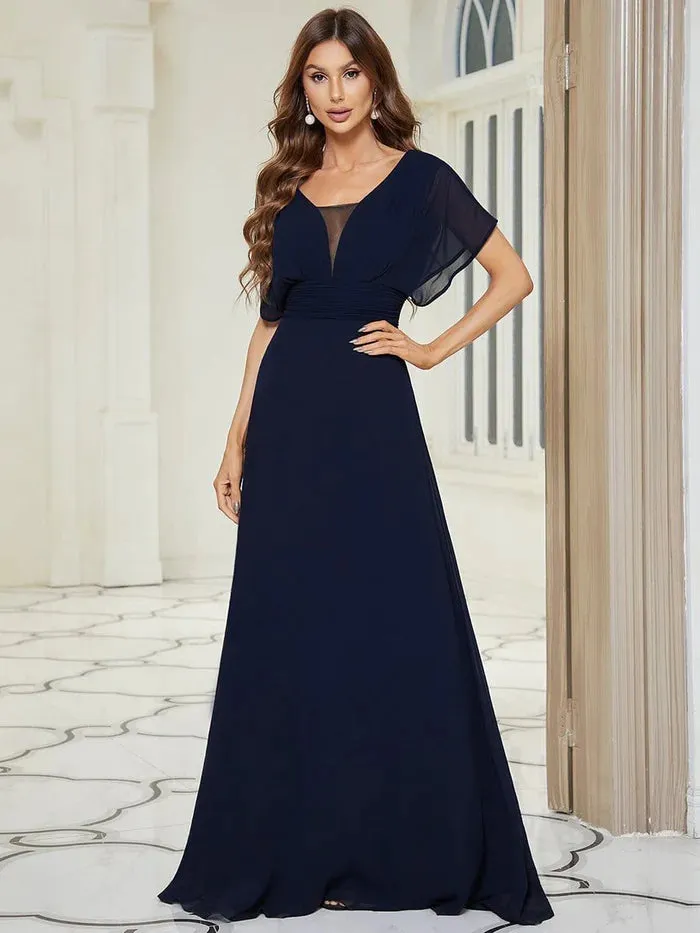 A-Line Empire Waist Chiffon Long Evening Party Dress