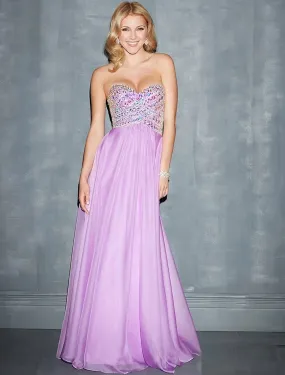 A-Line Evening Gown Glittering Dress Wedding Guest Wedding Party Sweep / Brush Train Sleeveless Sweetheart Chiffon with Rhinestone Beading Pure Color