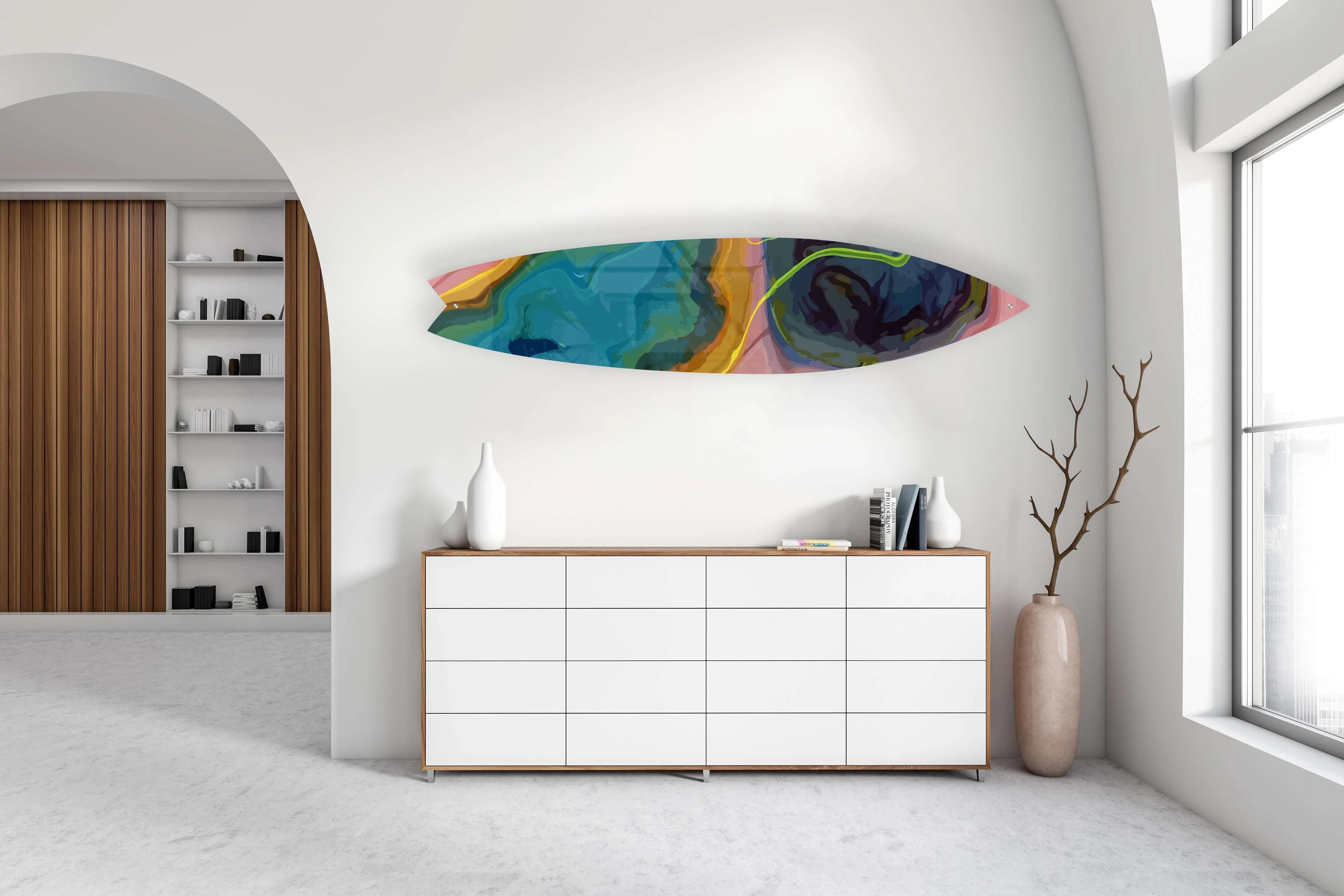 Abstract Swirl Acrylic Surfboard Wall Art