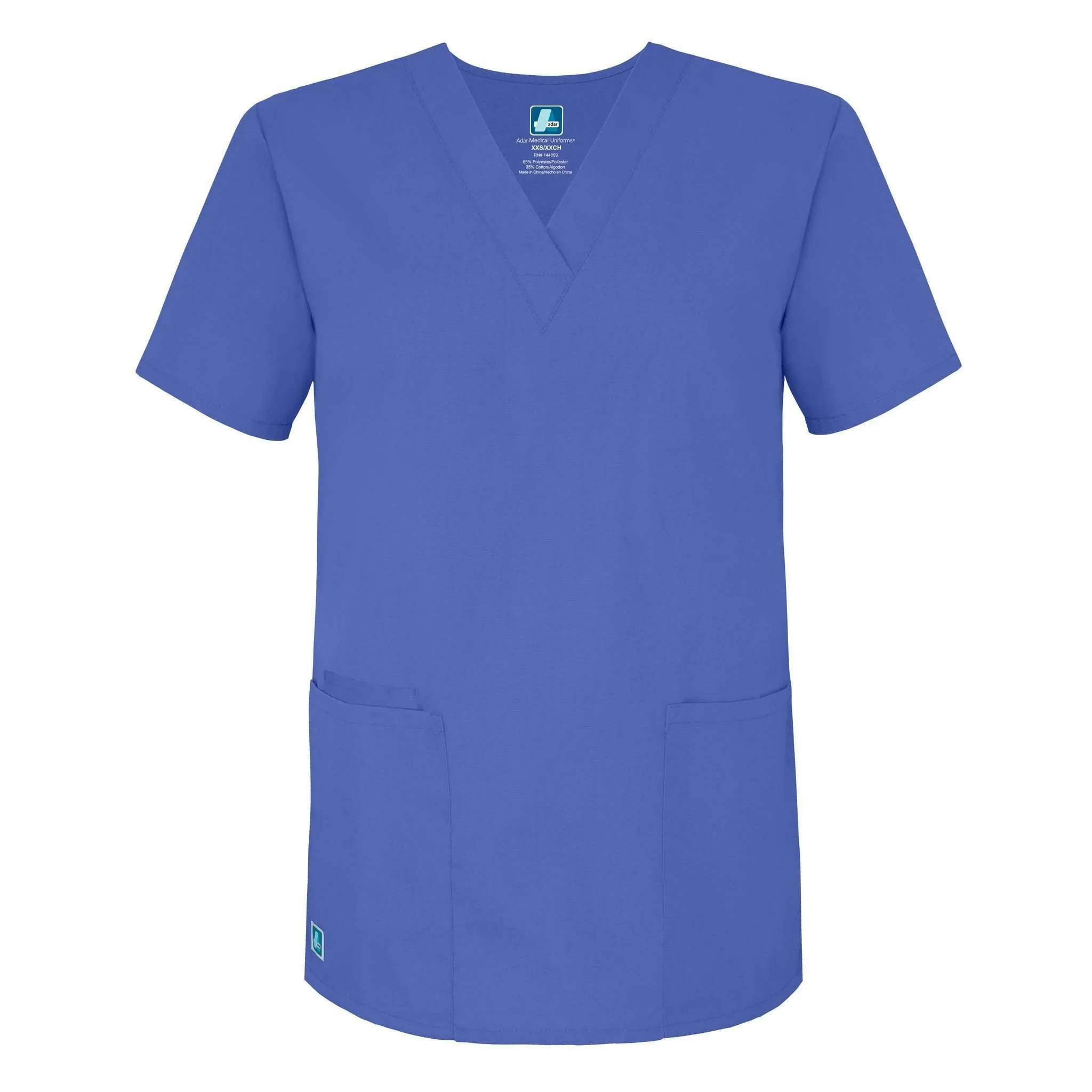 Adar Universal Unisex V-Neck 2 Pocket Scrub Top Ceil Blue M