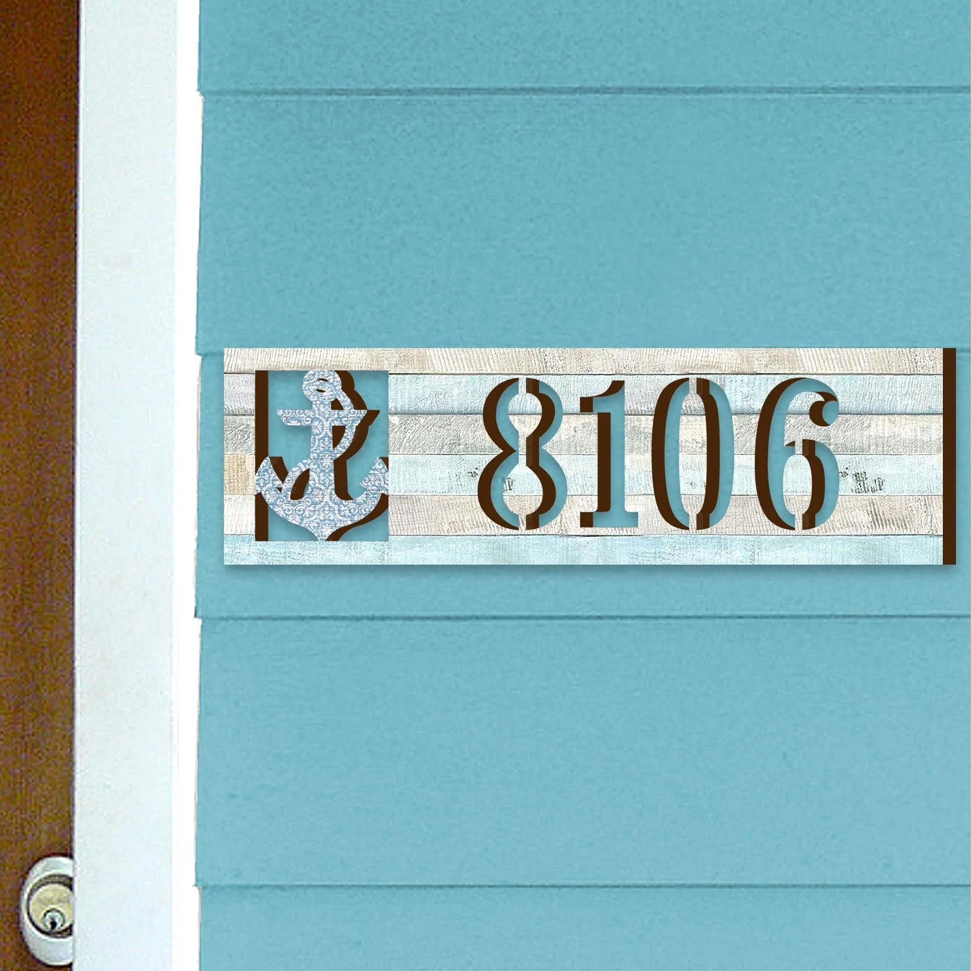 Address sign - Address House Numbers - Coastal Door Numbers Sign - Anchor Wooden House Number Plaque - Custom Home Address Sign MA989811