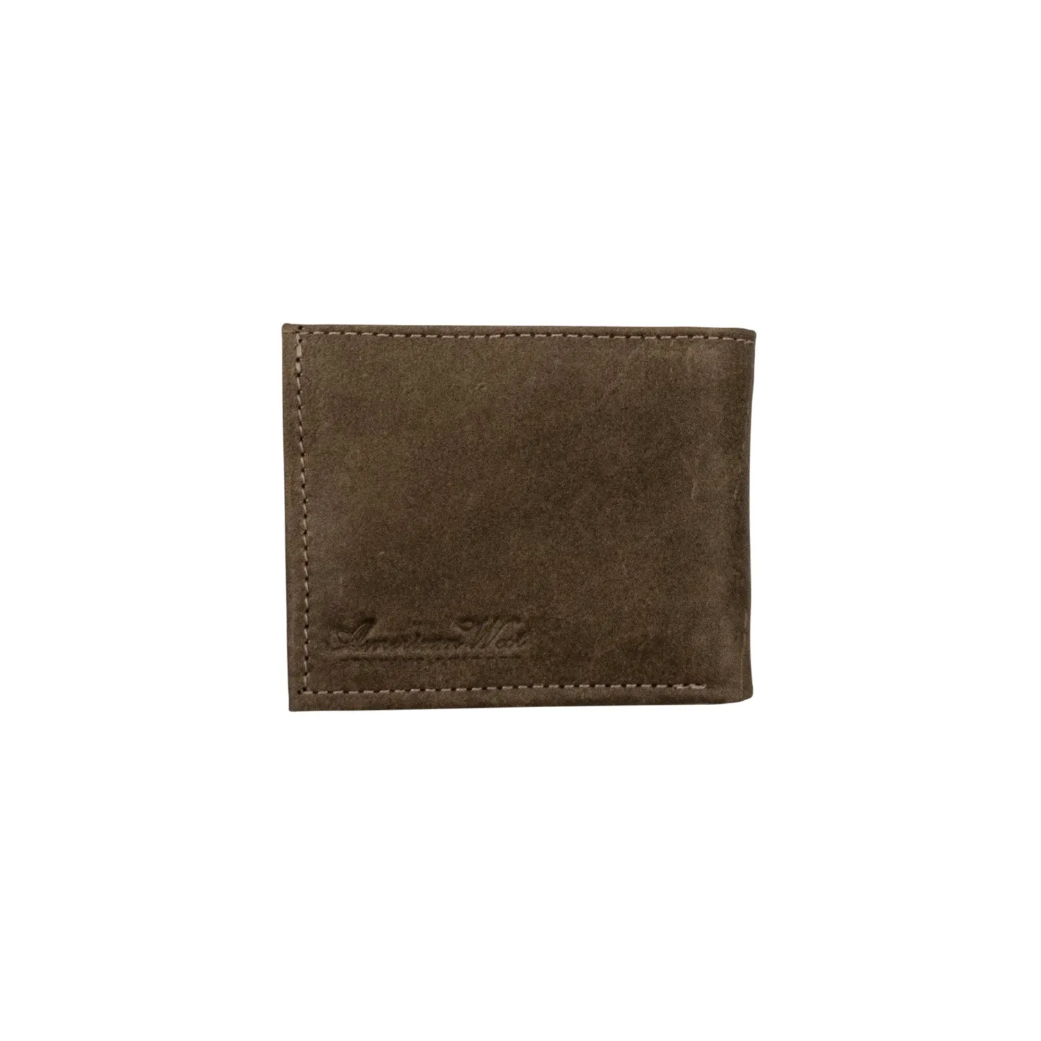 American West Mens Waxed Dark Brown Leather Bifold Wallet