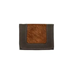 American West Womens Cow Town Small Brindle Hair-On Leather Trifold Wallet