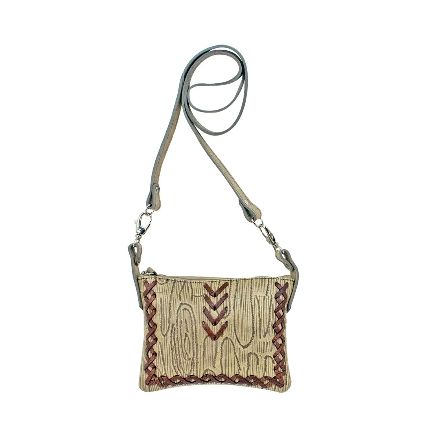 American West Womens Driftwood Sand Leather Crossbody Bag