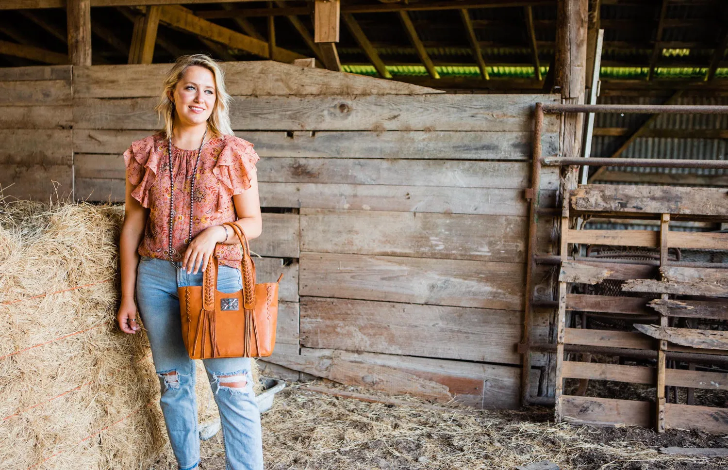 American West Womens Mohave Canyon Natural Tan Leather Tote Bag