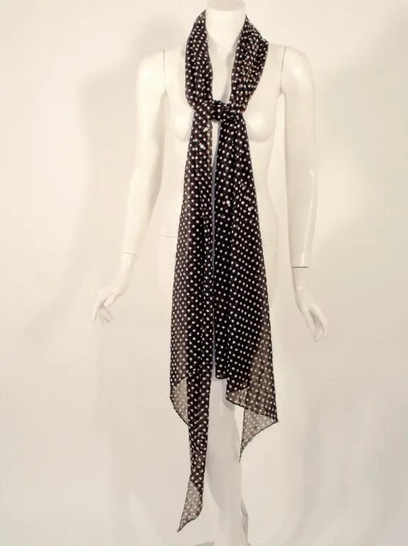 ANDRE LAUG Polka Dot Sequin Chiffon Gown, Scarf Size 4