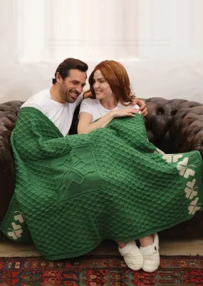 Aran Shamrock Blanket | Green