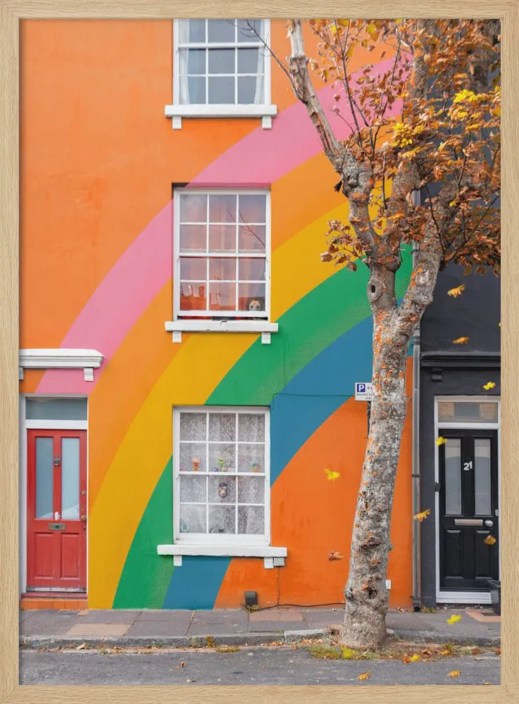 Autumn Rainbow House - Stretched Canvas, Poster or Fine Art Print