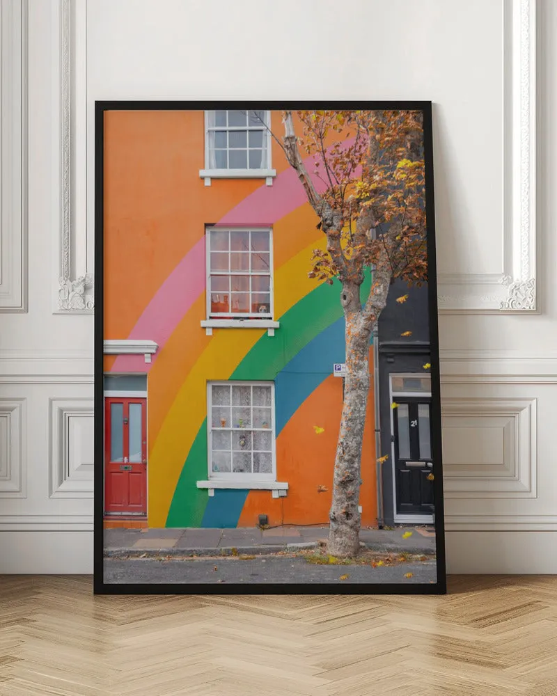 Autumn Rainbow House - Stretched Canvas, Poster or Fine Art Print