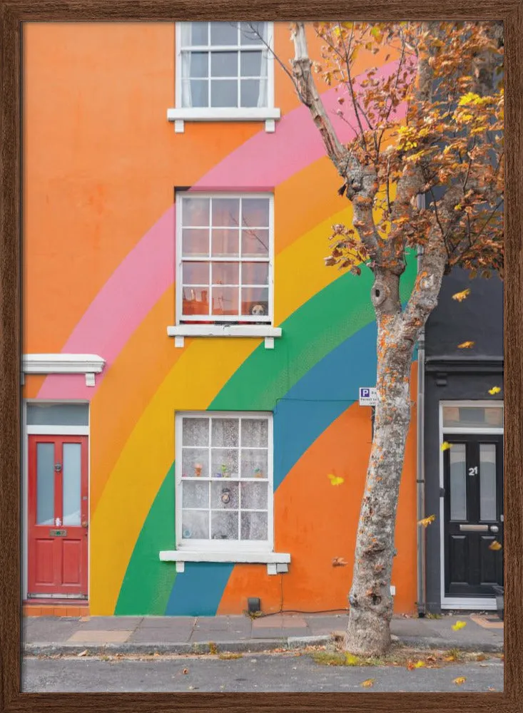 Autumn Rainbow House - Stretched Canvas, Poster or Fine Art Print