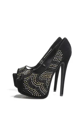 Bejewelled Peep-Toe Heels