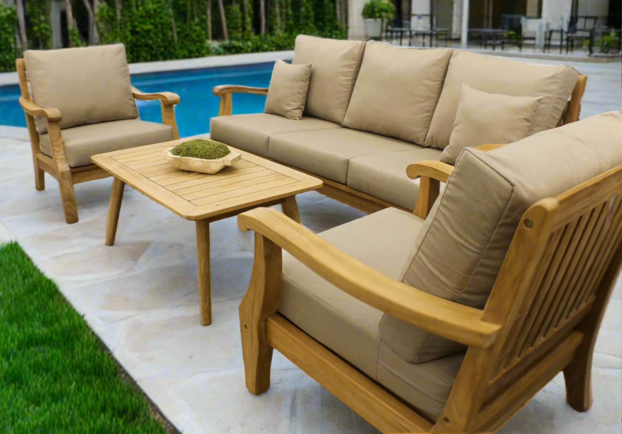 Bermuda Teak 4pc Outdoor Patio Seating Set