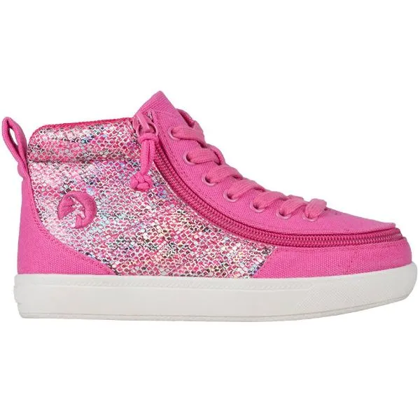 Billy Classic Fuchsia Snake Kids High Top Adaptive Sneaker