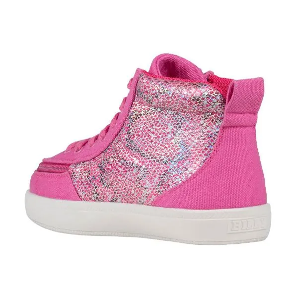 Billy Classic Fuchsia Snake Kids High Top Adaptive Sneaker