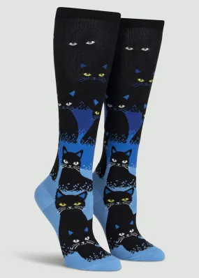 Black Cats Glow-in-the-Dark Knee Socks