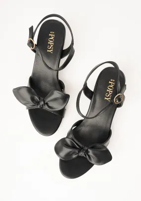 Black Glitter Heel Party Sandals