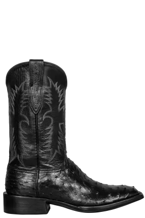 Black Jack Men's Full Quill Ostrich & Florence Buffalo Cowboy Boots - Black