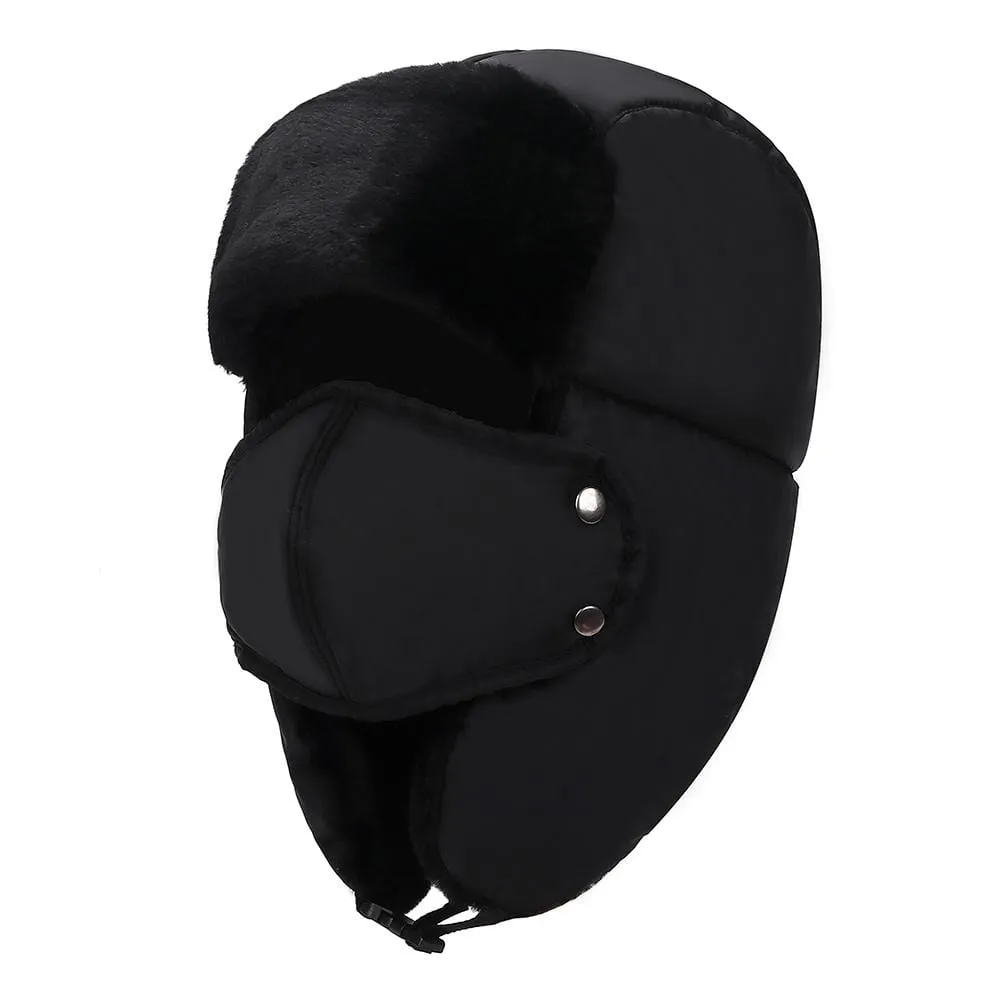 BravemanÂ Unisex Trapper Eskimo Fur-Lined Winter Hunting Hat with Ear Flaps and Removable Mask