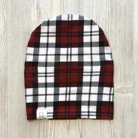 Burnt Red Plaid Beanie