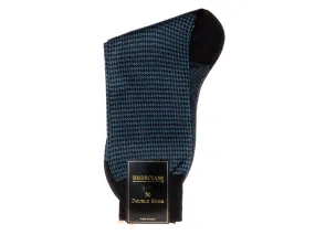 Calf Length Cotton Socks Navy & Blue Dogstooth