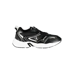 Calvin Klein Sleek Black Lace-Up Sneakers with Contrast Men's Details