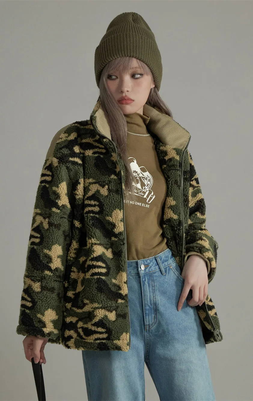 Camouflage Fleece Zip-Up Jacket