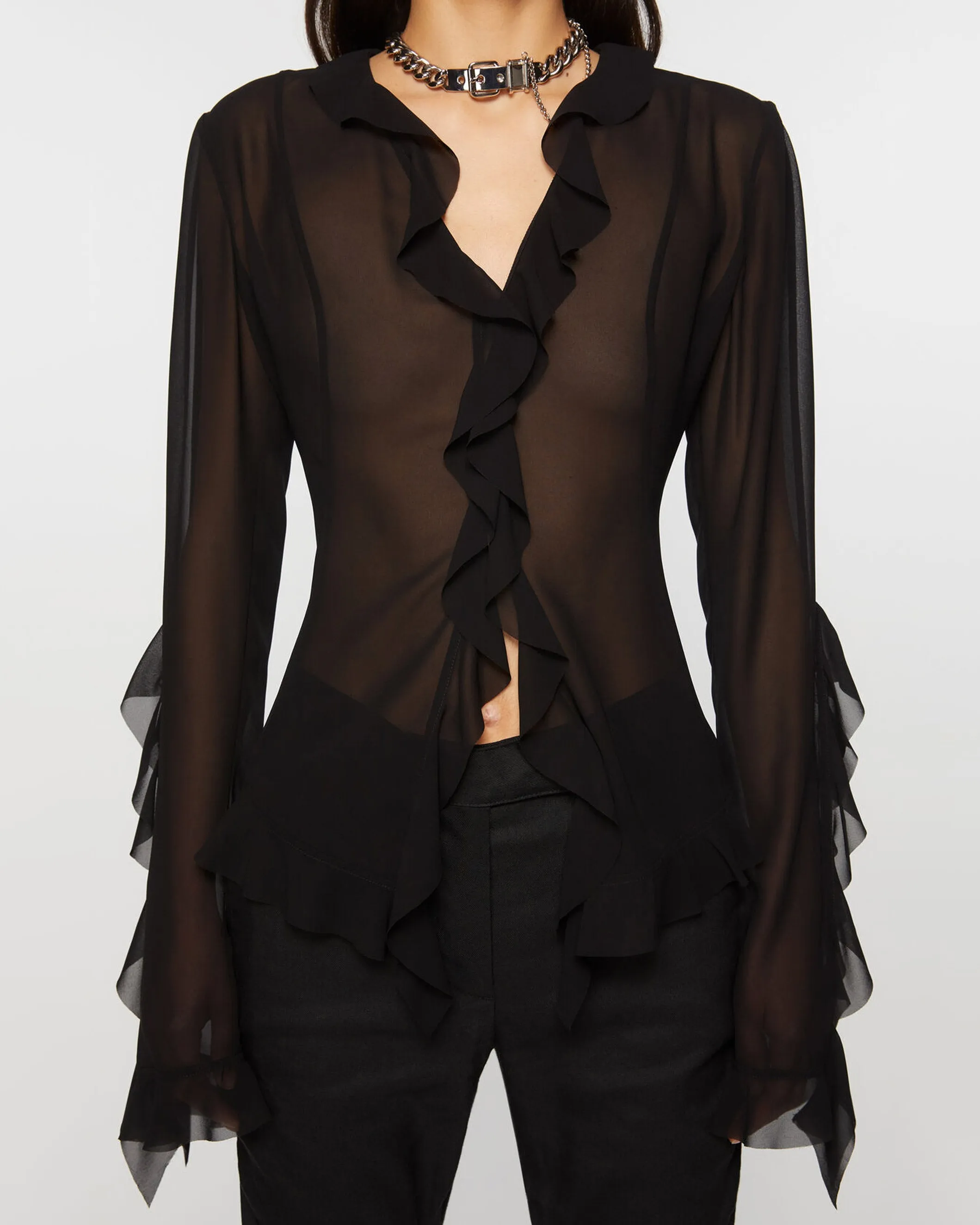 Chiffon Ruffle Blouse