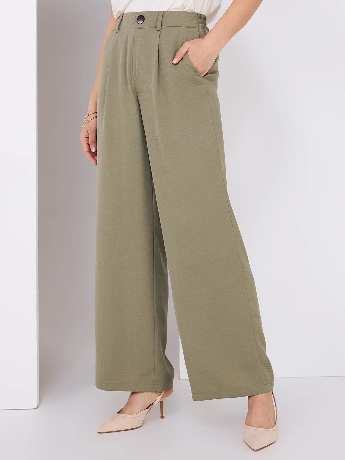 Classic Rise Wide-Leg Pants