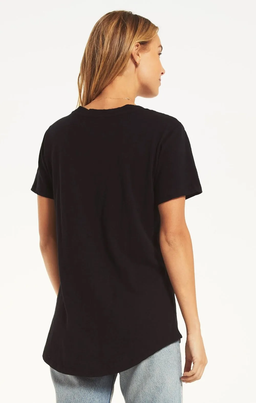 COTTON SLUB POCKET TEE | BLACK