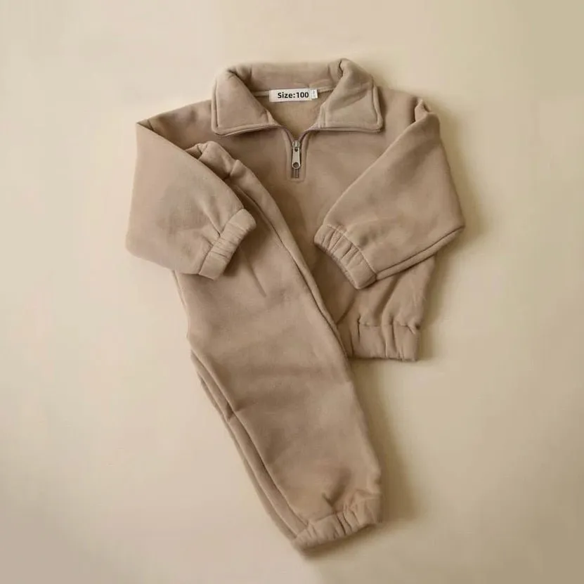 Cozy Kids Zip-Up Fleece and Joggers Set