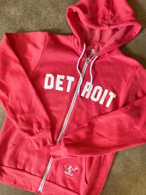 Detroit Classic Tri-Blend Zip / White   Bright Red / Unisex