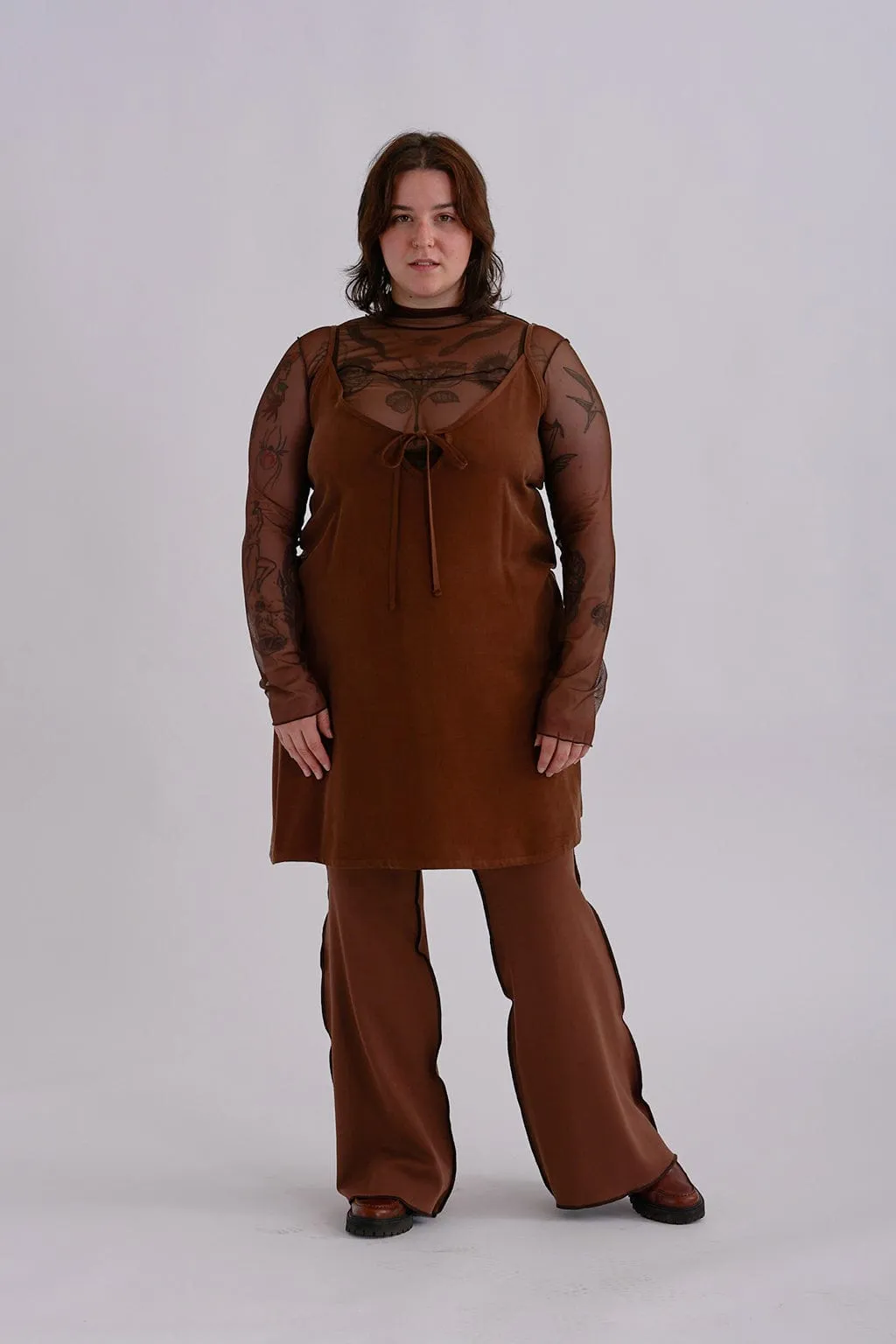 Drew Slip Dress Chocolate Brown