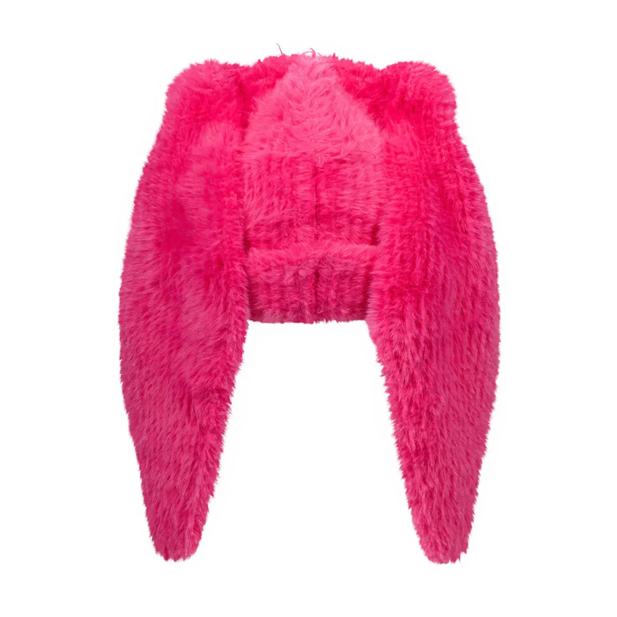 Fluffy Chunky Rabbit Beanie 'Pink'