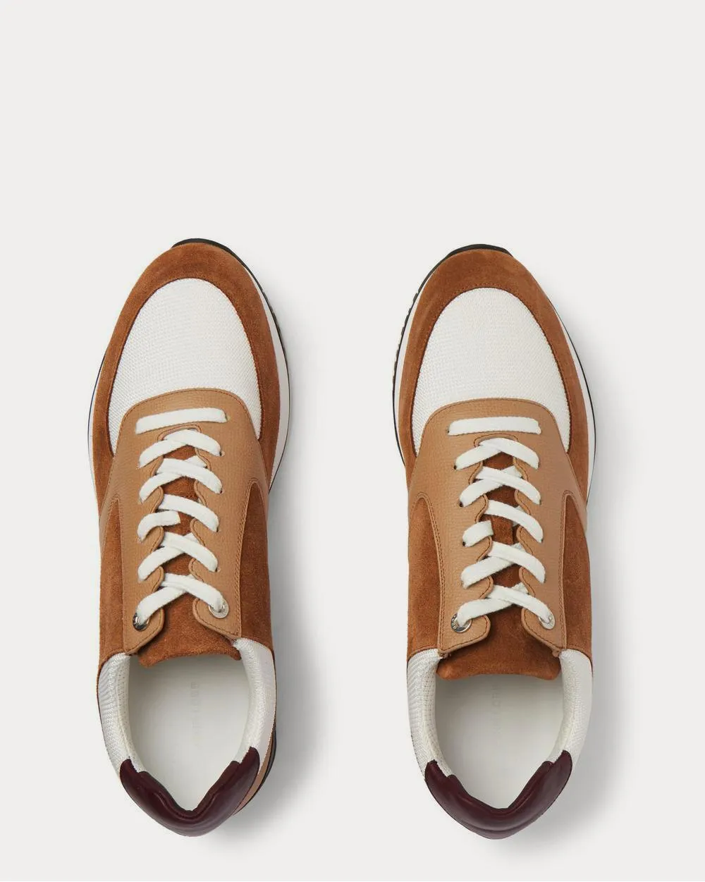 Foundry Suede, Textured-Leather and Mesh  Brown low top sneakers