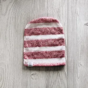 Heather Pink Striped Beanie