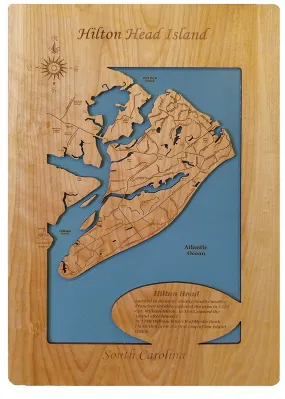 Hilton Head Island, South Carolina - laser cut wood map