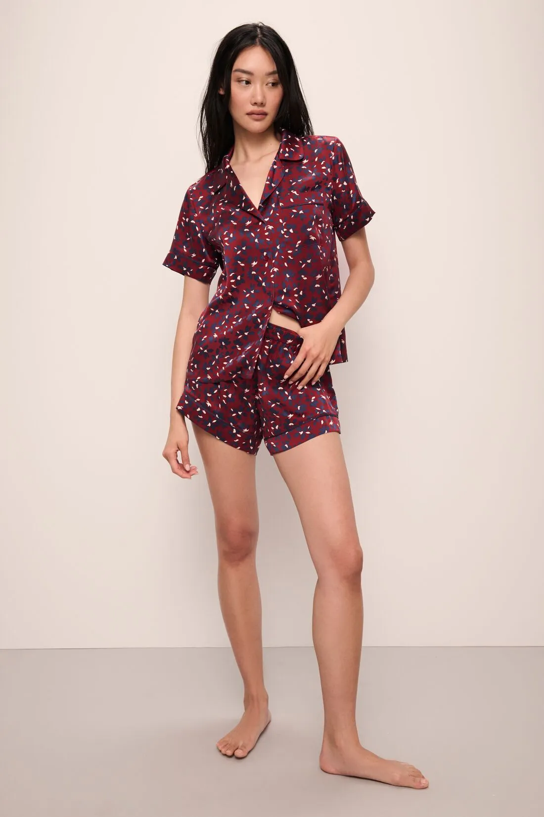 Inez Washable Silk Printed Short PJ Set