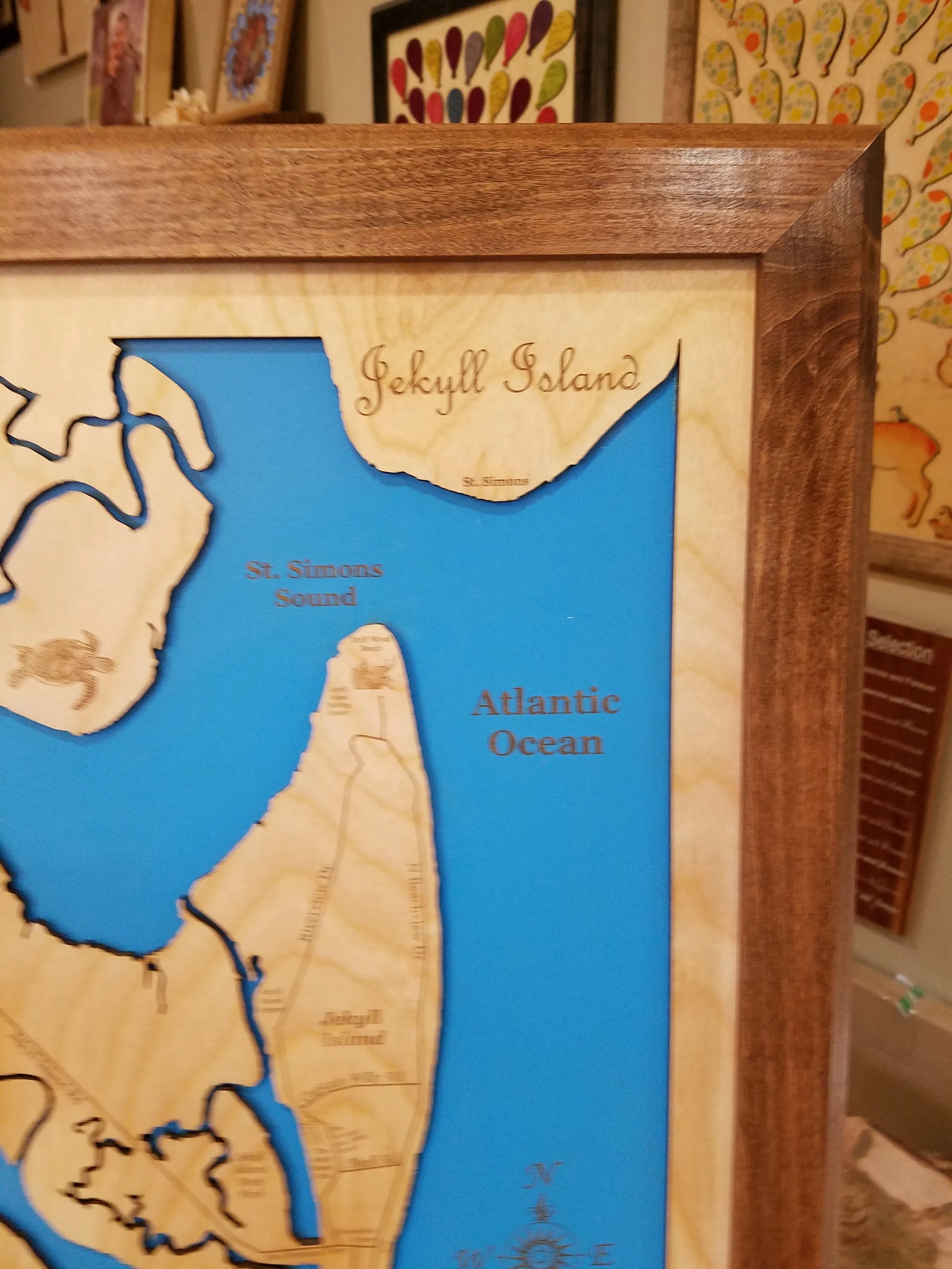 Jekyll Island, Georgia - laser cut wood map