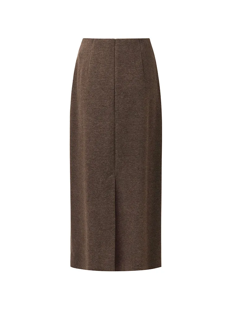 Knitted Women Column Midi Skirt