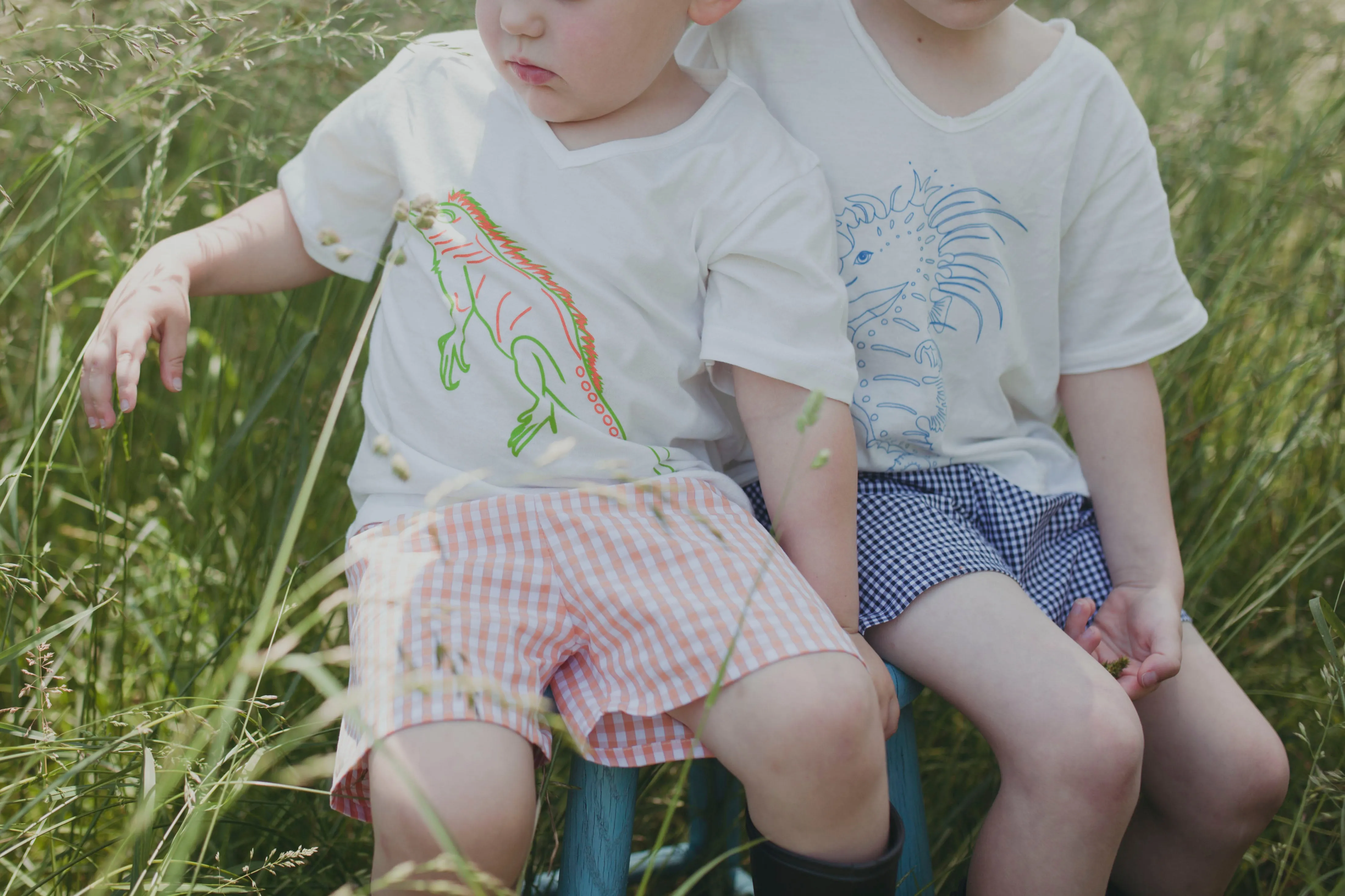 LEON BOYS' PAJAMA SET WHITE WITH ORANGE SHORTS