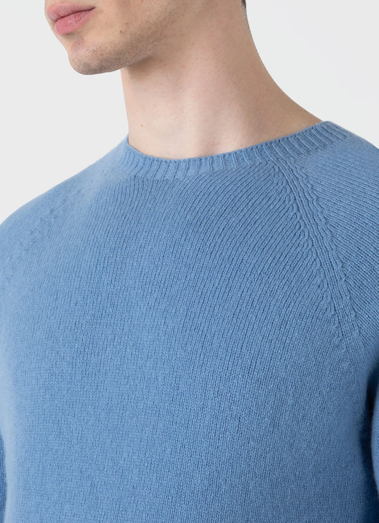 Men's Lambswool Crew Neck Jumper in Cornflower