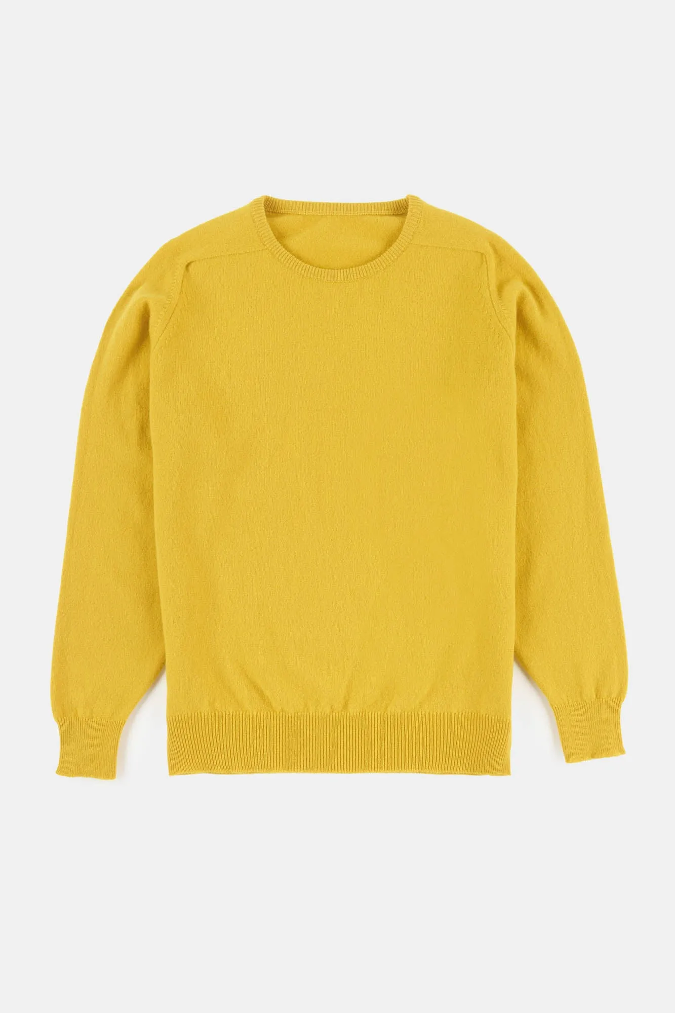 Men's Lambswool Saddle Shoulder Crew Neck - Piccalilli Yellow