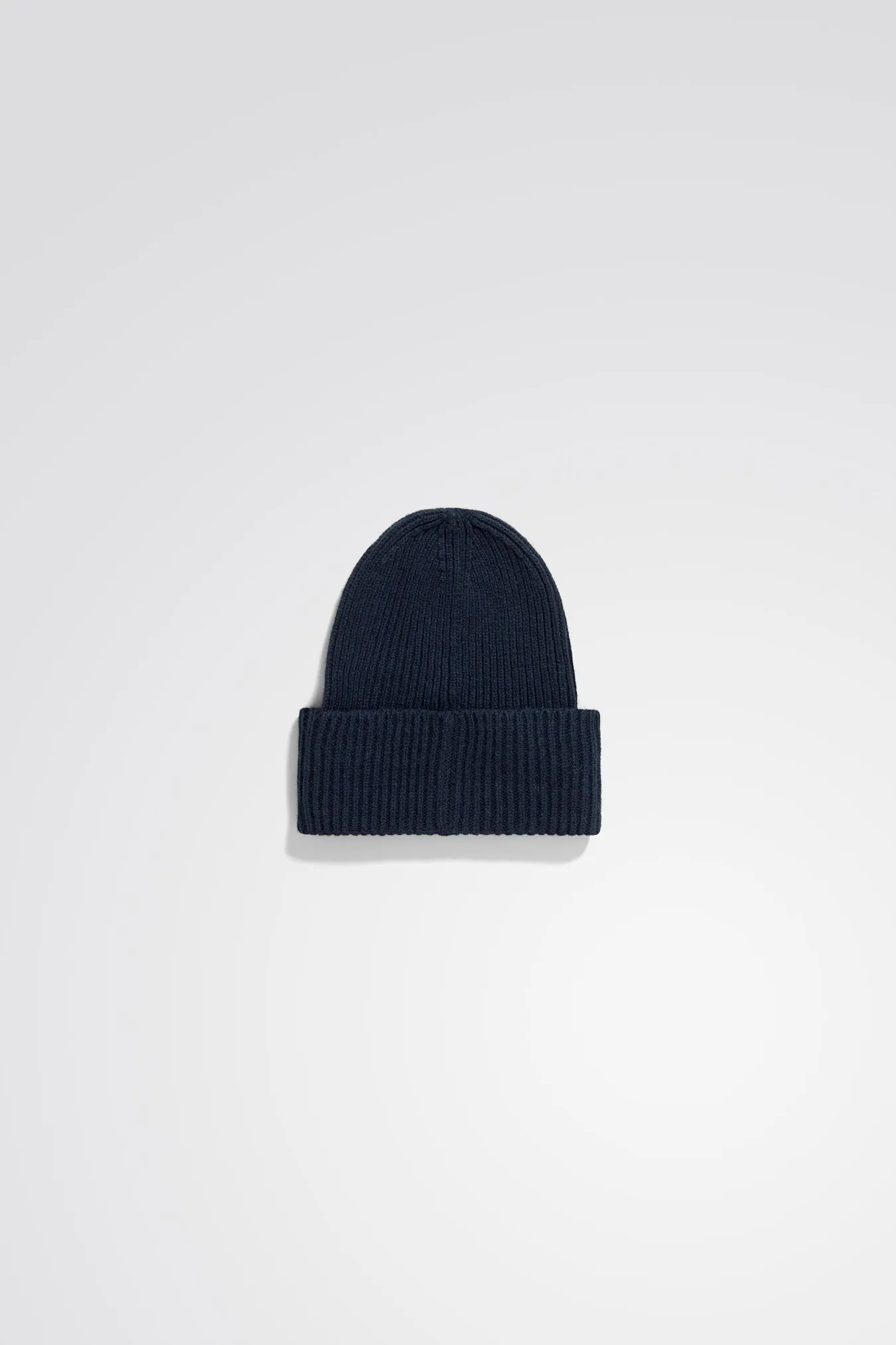 Merino Lambswool Rib N Logo Beanie Dark Navy