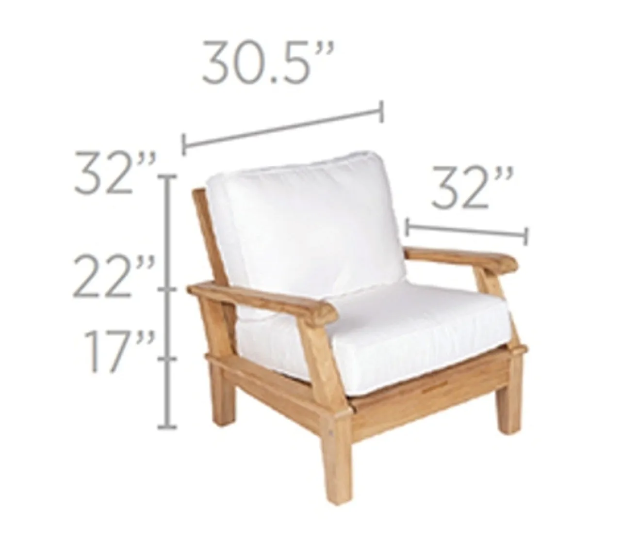 Miami Teak Outdoor Club Chair - 3 Position Reclining