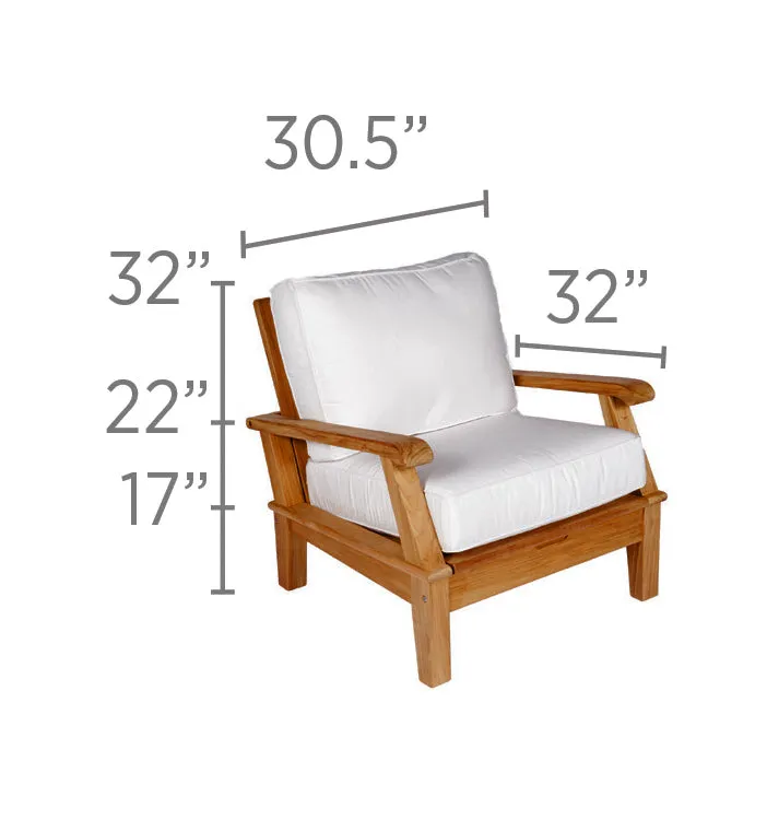 Miami Teak Outdoor Club Chair - 3 Position Reclining